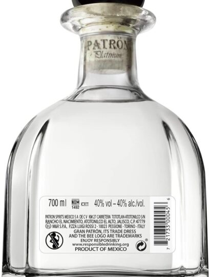 Gran PATRÓN Platinum Ultra-Premium Tequila, Made from the Finest 100% Weber Blue Agave, Handcrafted in Small Batches in Mexico, 40% ABV, 70cl / 700m