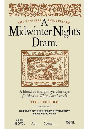 High West A Midwinter Night’s Dram The Encore Blend of Straight Ryes