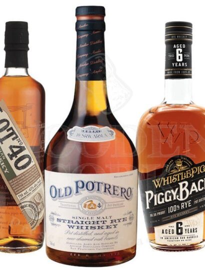 Old Potrero Straight Rye, Lot 40 Rye and WhistlePig PiggyBack Bundle